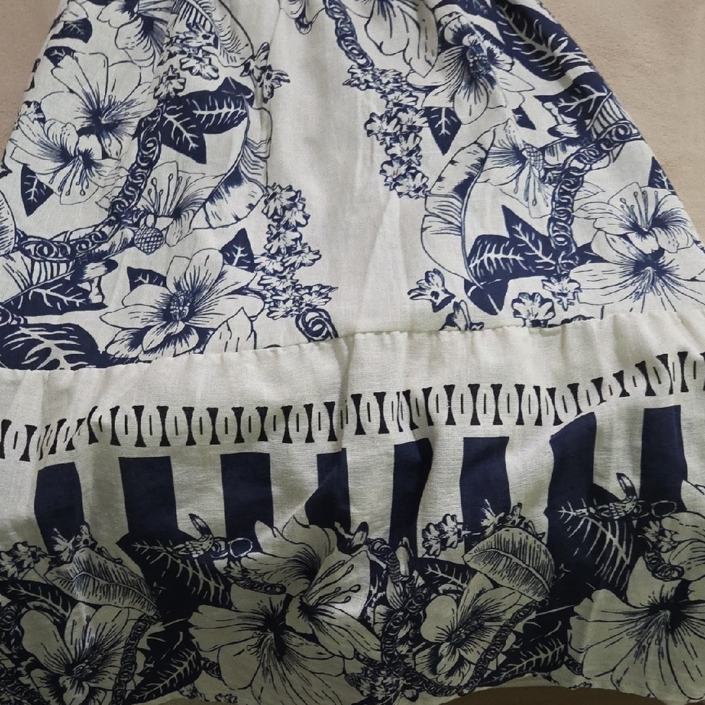 NWT Spighe Di Lino Large Navy Floral Lightweight Midi Dress With Pockets - Picture 10 of 10